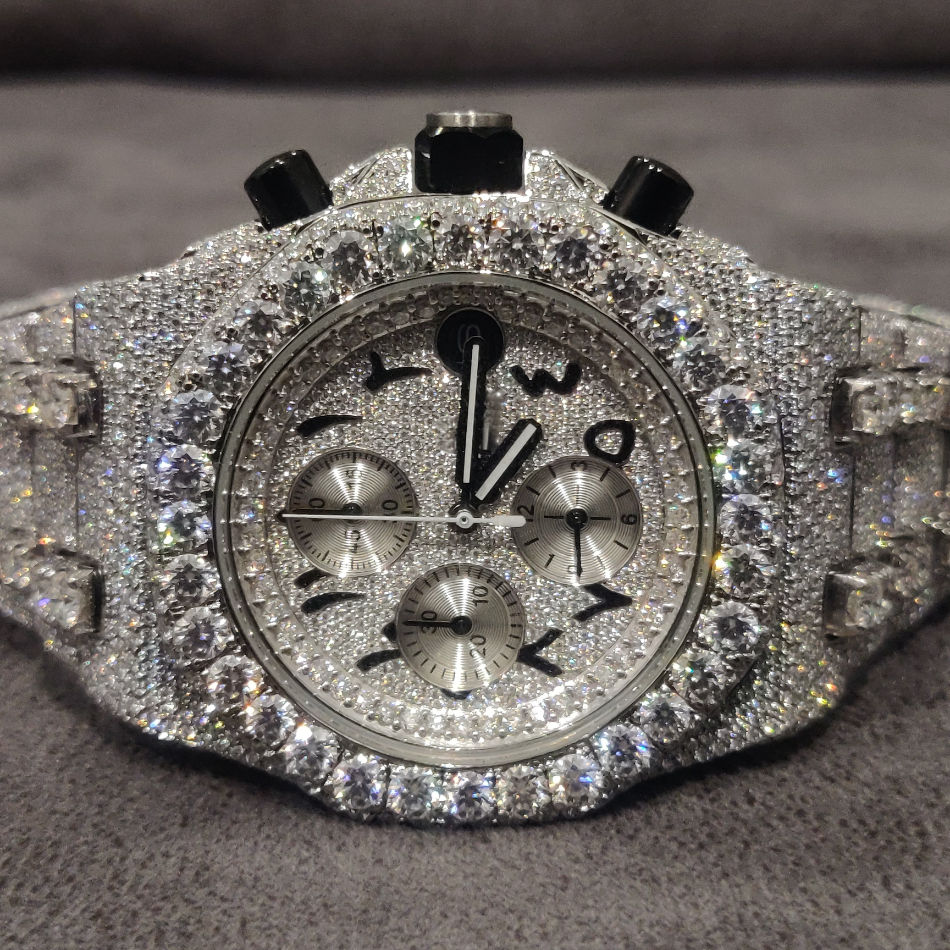 14k White Gold Watch Gra Certified vvs Moissanite diamond Watch Hip Hop Iced mechanical Diamond Watch For Men Women