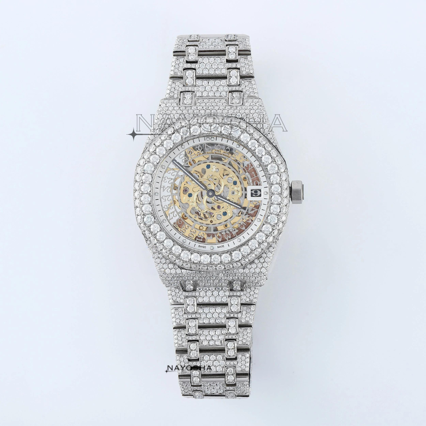 New Top Luxury Brand Fashion Jewelry VVS Moissanite Diamond Studded Automatic Movement Mechanical Wrist Watches For Unisex Gifts