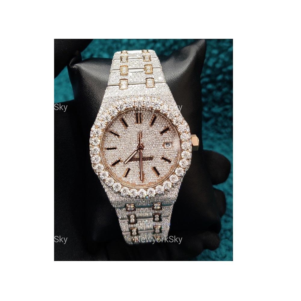 36 mm Wholesale Factory Price Hip Hop Iced Out Moissanite Diamond Fashion Jewelry Moissanite Men Watches from Indian Supplier