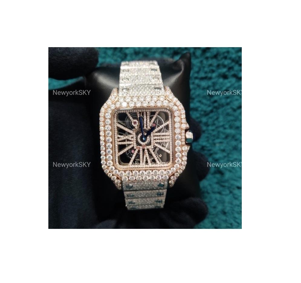 40 MM Letest Design Automatic Movement Mechanical VVS Moissanite Diamond Studded Wrist Watches For Men Women Fashion Jewelry