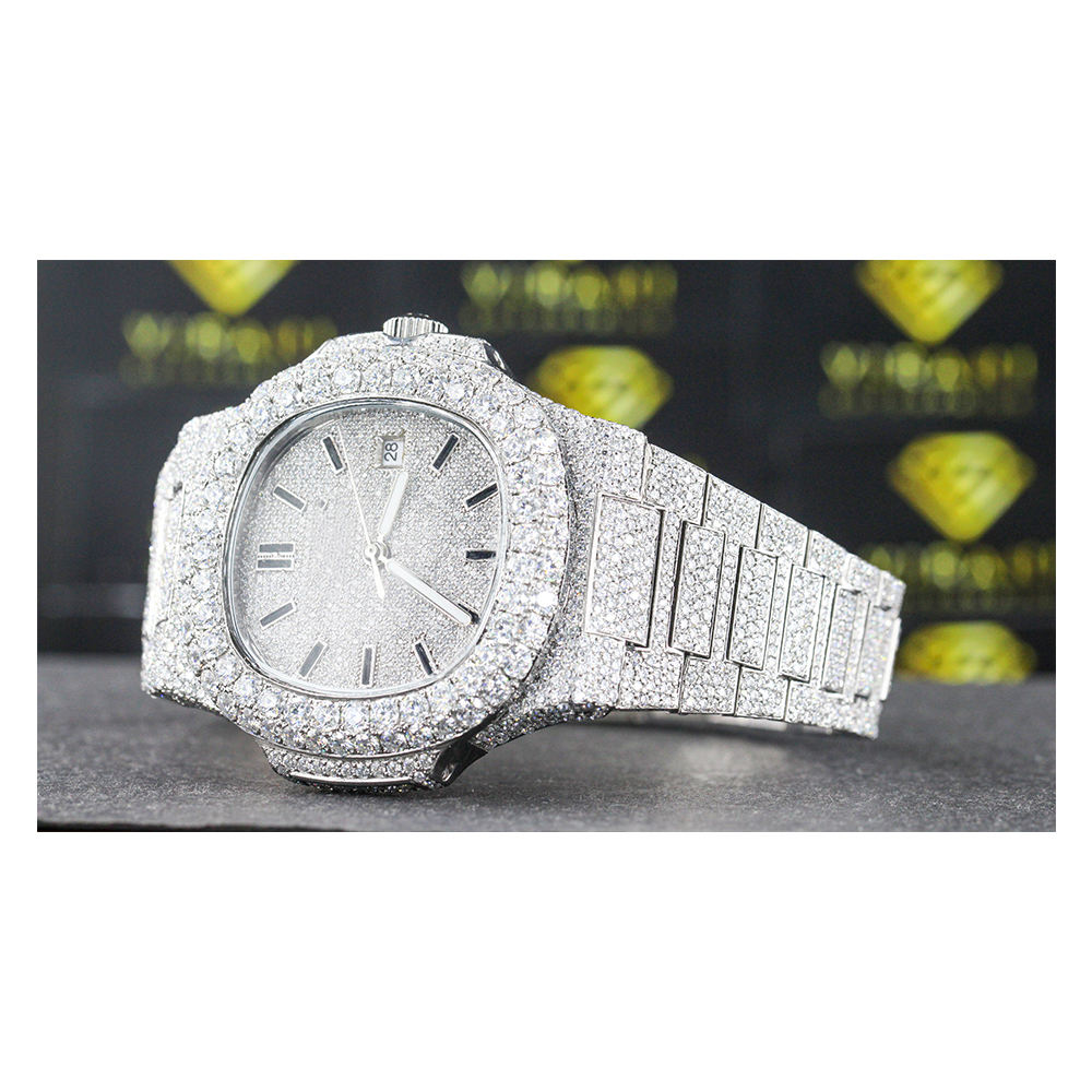 Good Quality New Design Diamond Watch Iced Out VVS Clarity Moissanite Diamond Studded Stainless Steel Watch For Women