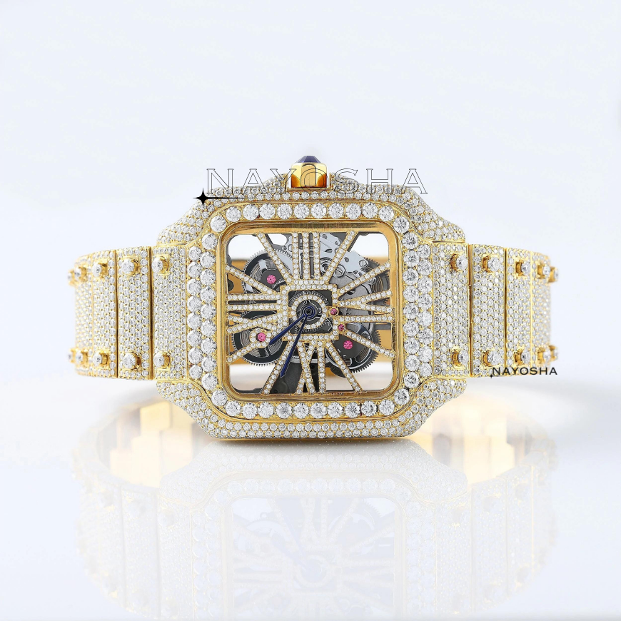 High-end Luxury Bling Full Diamond Watch VVS Moissanite Hip Hop Iced Out Fancy Jewelry Crafted in Stainless Steel Watch For Men