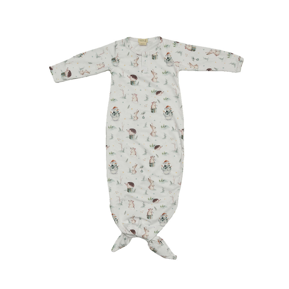 Newborn Soft Cotton Night Gown Comfort Baby Sleep Suit Long Sleeve Baby Sleeping Knot Gown At Lowest Price