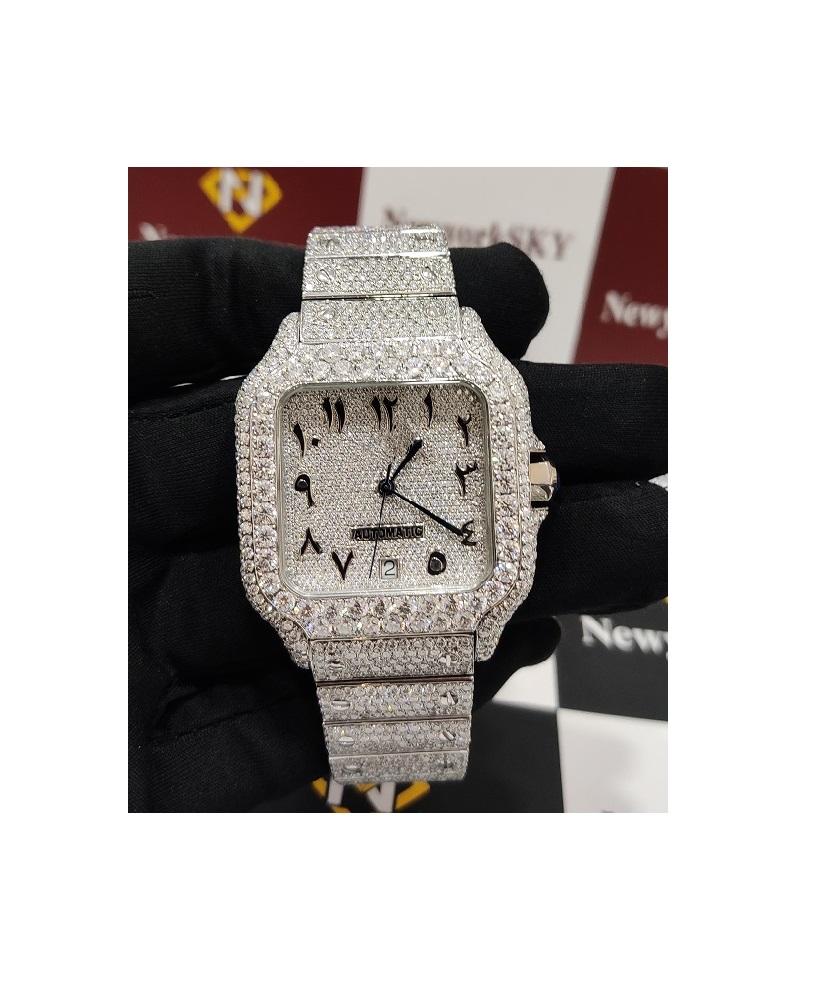 High Quality Automatic Brand Handmade Setting Band Iced Male Female Luxury Fashion Jewelry Moissanite Diamond Quartz Wrist Watch