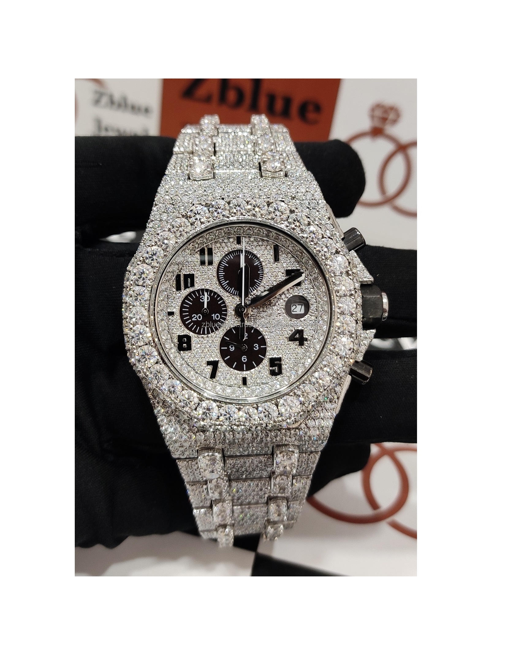 Iced Out VVS Moissanite Watches Diamond Automatic Movement Luxury Handmade Fully Ice out Diamond Hip Hop Watch