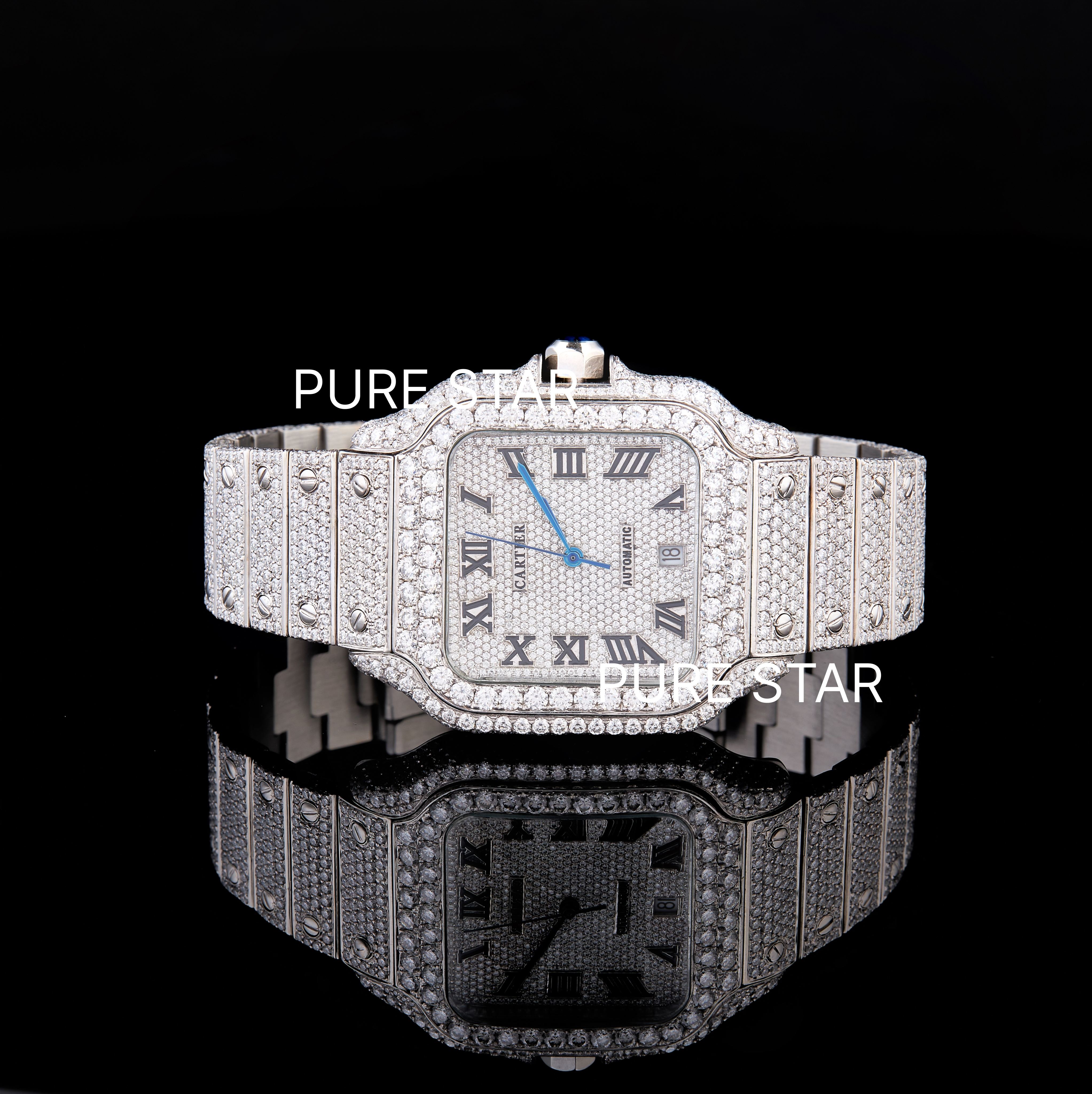 Branded Fully Iced Out High Quality Luxury Fashion Handmade VVS Clarity Moissanite Diamond Wrist Watch at Cheap Price