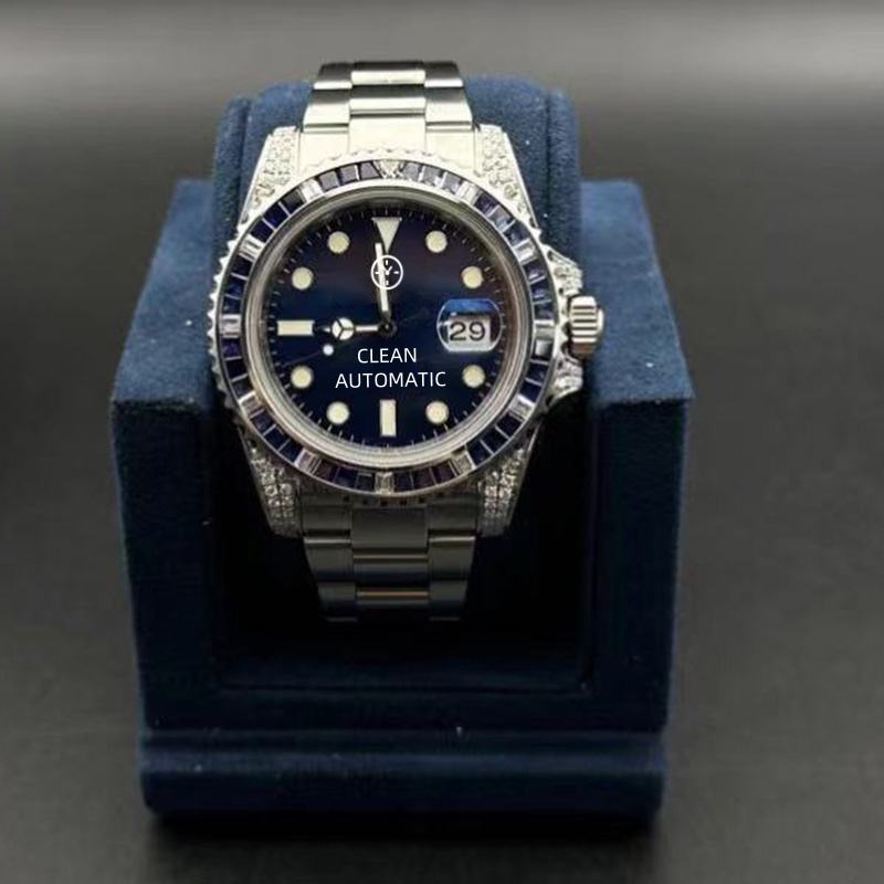 Luxury Sparkling Diamond Jewelry Sapphire Handmade Wrist Watch Automatic Mechanical Watch