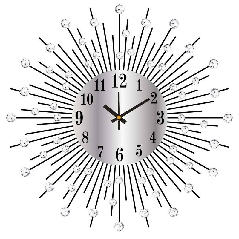 latest model home decorative items Metal Starburst Wall Clock with Crystal Accents Handmade Home Decor