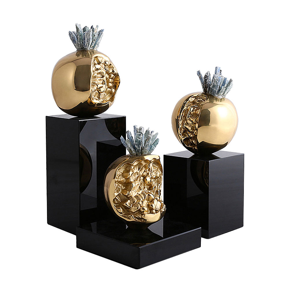 Modern Home Decor Furnishing Brass Pomegranate Ornaments Display Home Accessories