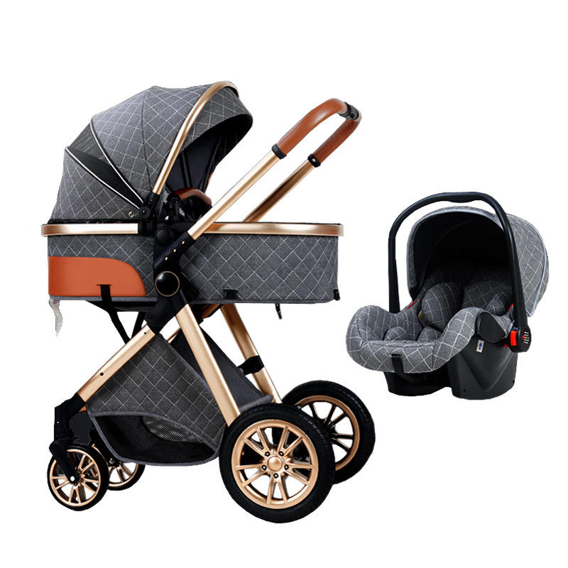 Multi-functional stroller baby 4 in 1 High landscape Can Sit Reclining Light Folding Two-way Eggshell design Baby Stroller
