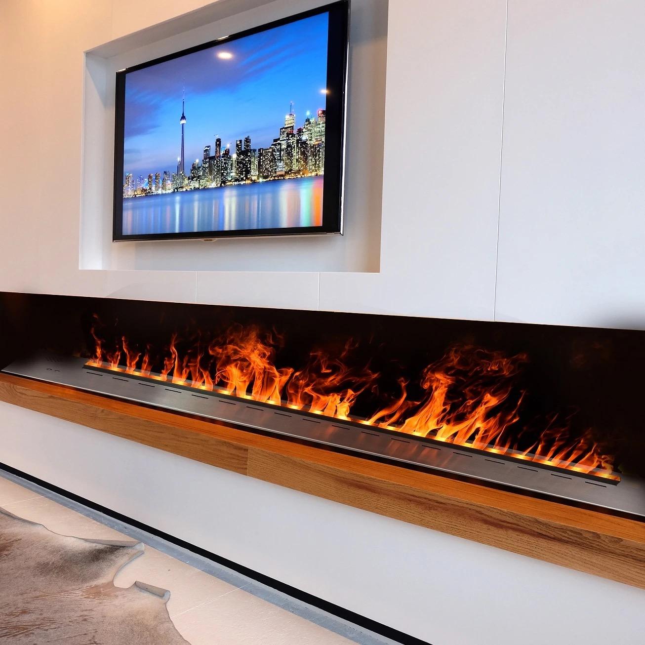 3D Flame Home Humidifier APP Monochrome Atomized Wall Stove Water Steam Decorative Electric Wall Stove