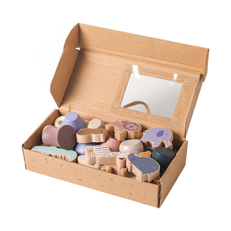 Children's solid wood stacking early education cognitive toys ins style wooden animal stacking balance wood educational toys