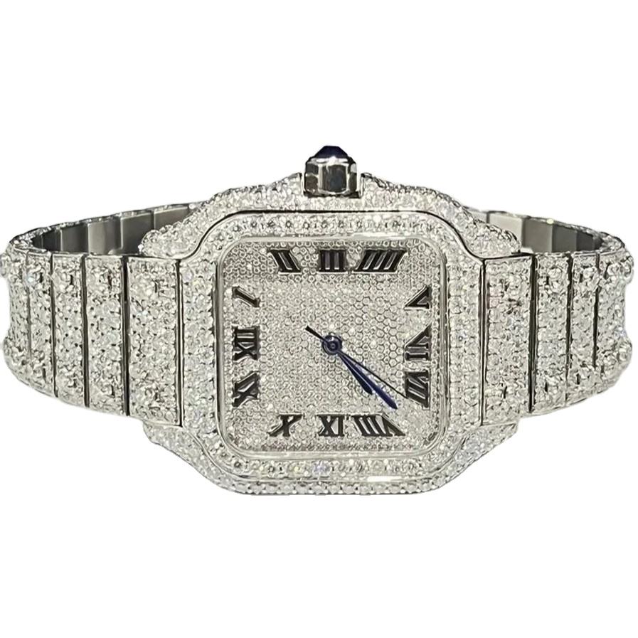 luxury Hip Hop Stainless Steel vvs Diamond Watch Custom Branded Premium Quality Antique Iced Out Diamond Watch for Men