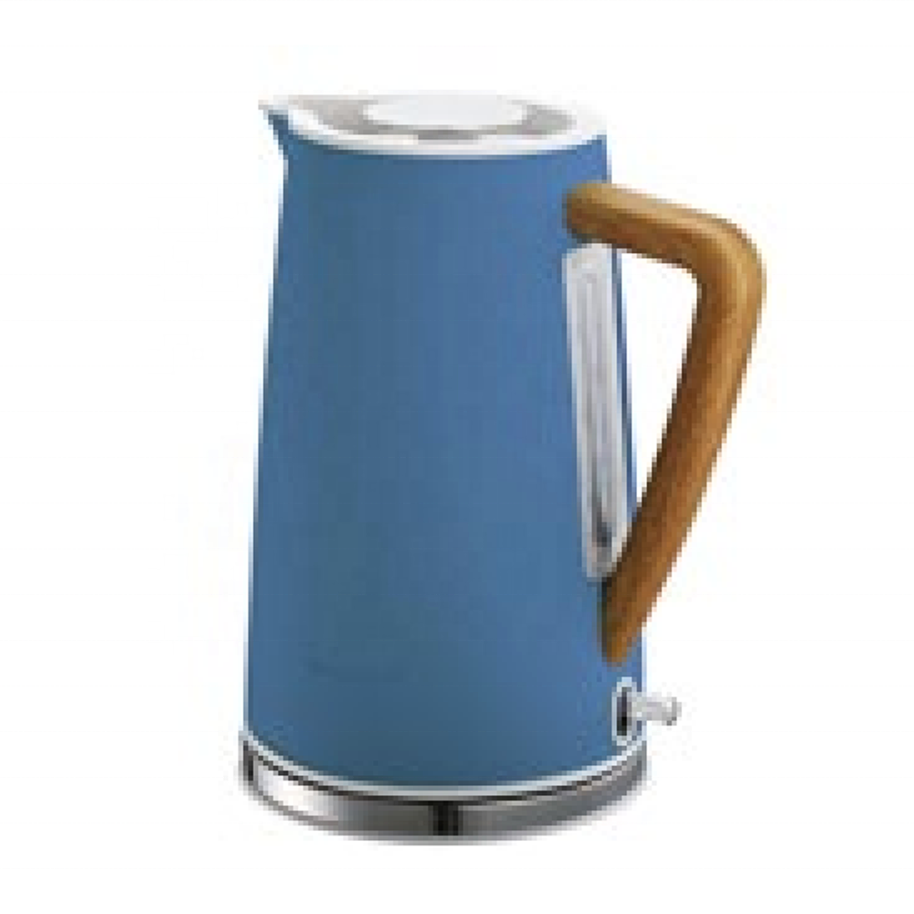 EVERGREEN 1.7L Home Appliance Portable Electric Kettle with Wooden Decoration Handle,Washable Scale Filter Tea Water Kettle,Blue