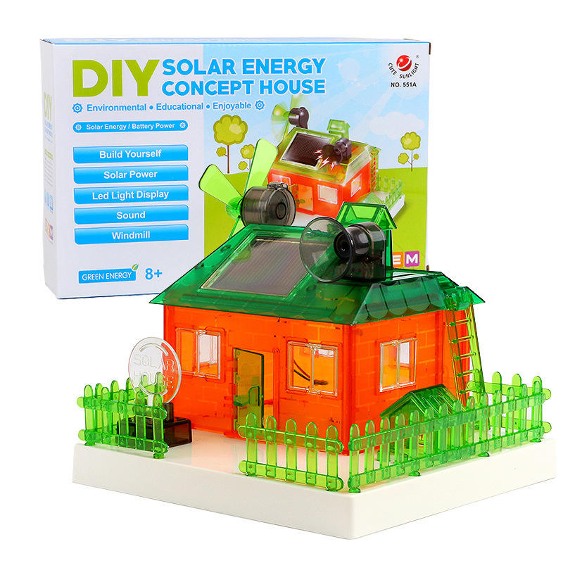 Kids Learning Toys STEM Self-assembled Solar Powered System Energy-saving Concept House Toy Educational for Kids