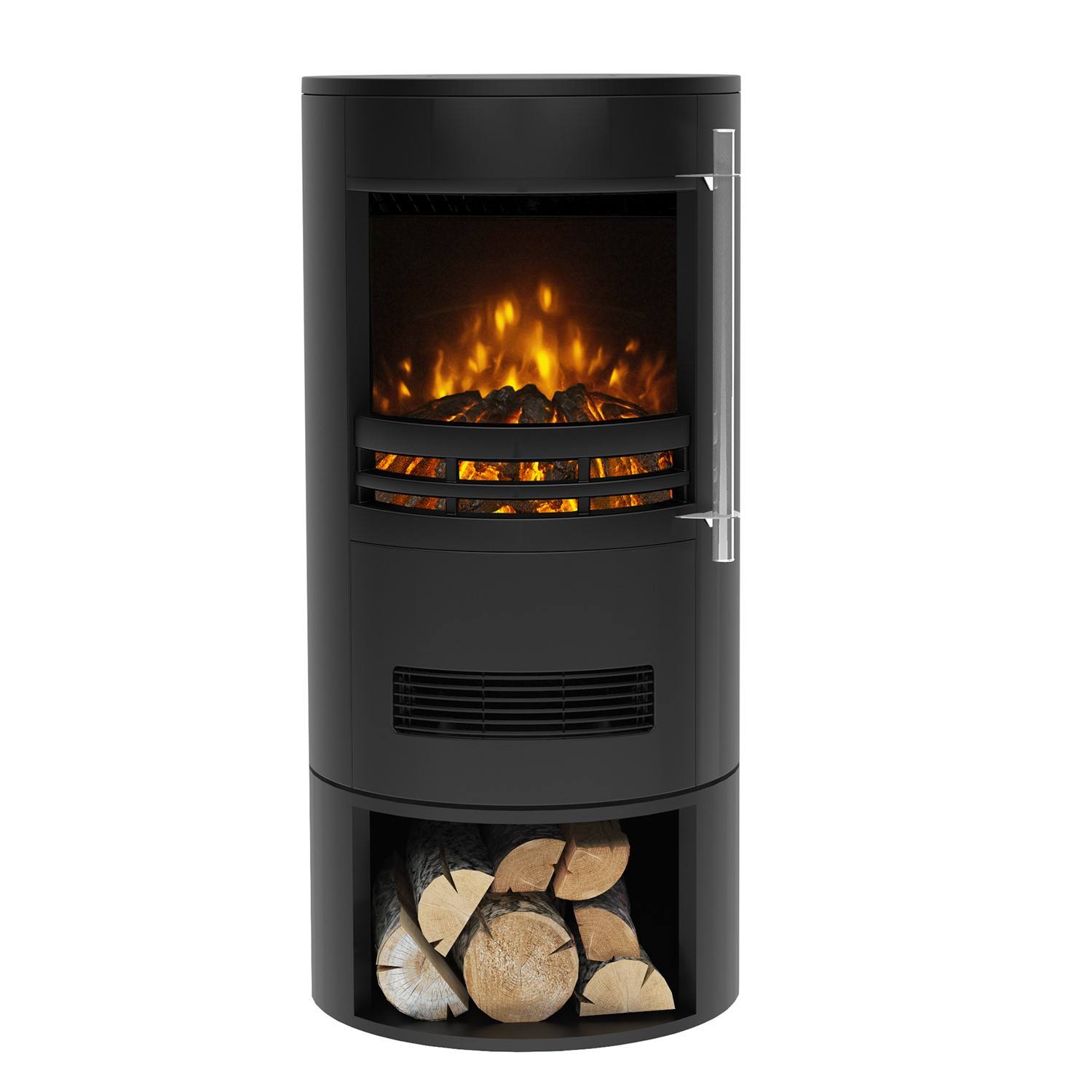 cylinder round Elektrische Sfeerhaard logs decoration 3D led flame electric fireplace stove heater with log store
