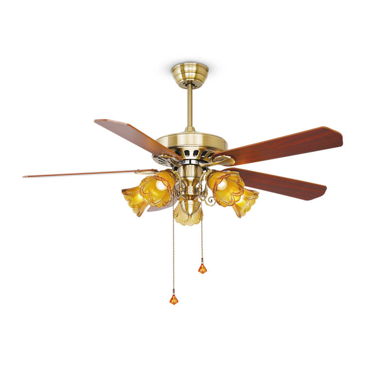 52 inch European Style Air Cooling Fan Home Decorative Ceiling Fan with Light Include Pull Chain Control