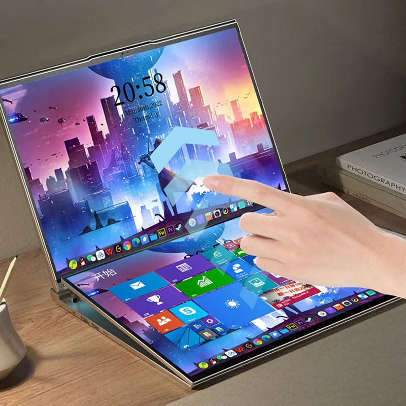 Factory Wholesale Custom Brand 16 Inch i7/i5 Portable Win11 Dual Monitor Computer Portatil Portable Dual Screen Touch Laptop