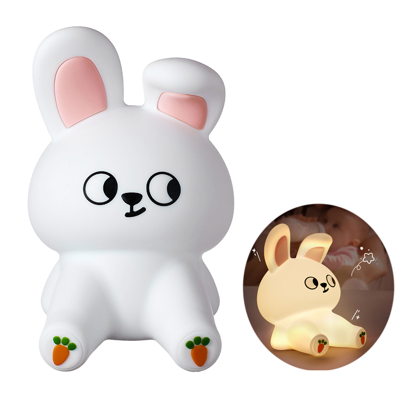 Silicone Rabbit Light-Up Toy for Children Induction Charging Wake & Sleep Eye Protection Atmosphere Light Creative Gift