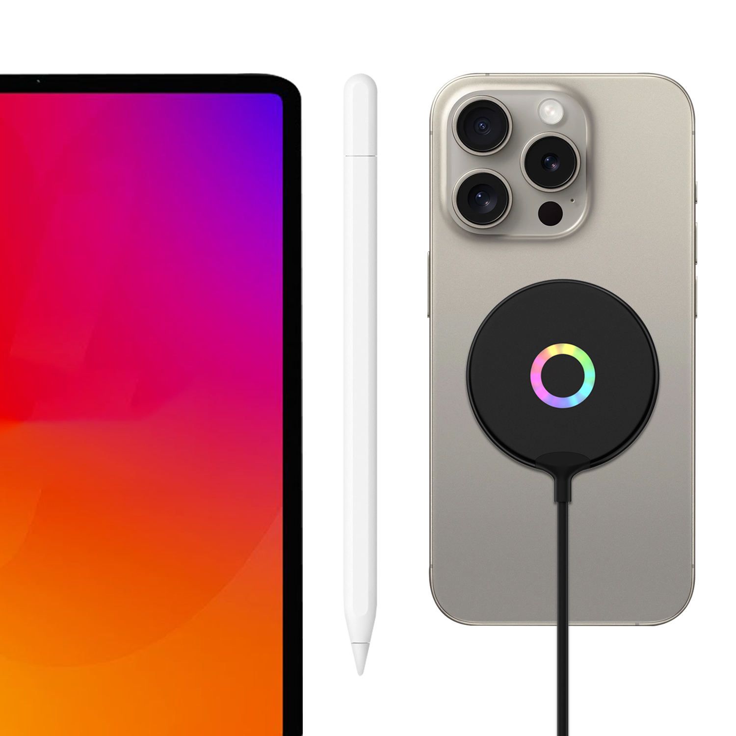 Amaitree 15W USB-C RGB Lights Pad Fast Charging Magnetic Wireless Charger For iPhone 15