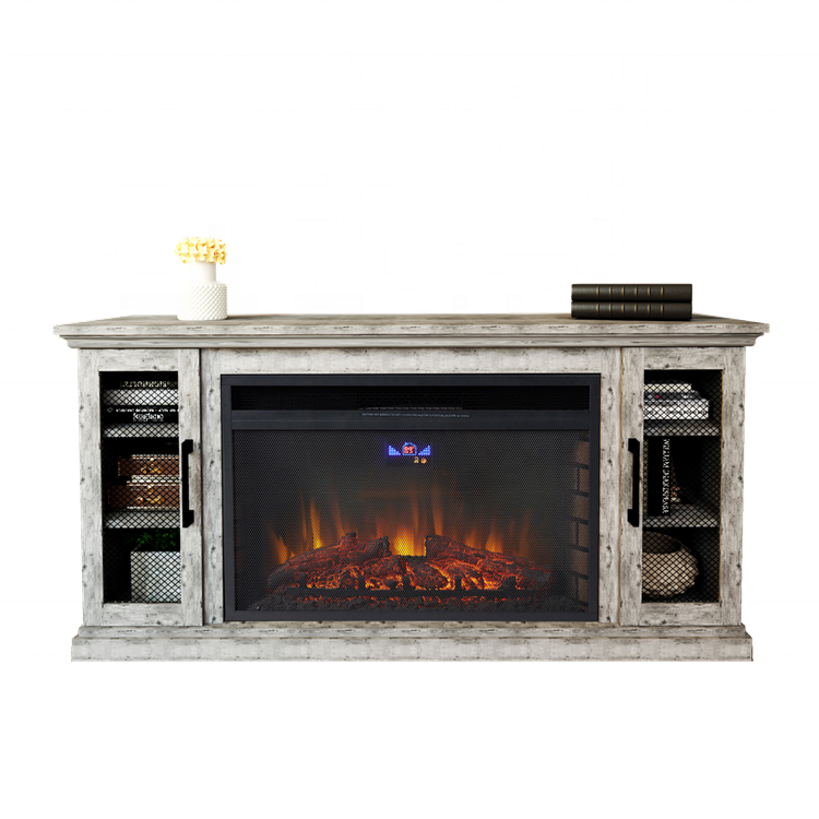58"Freestanding Portable Heater Stove with Remote Control Decor Indoor Realistic Flame Electric Fireplace TV Stand LED