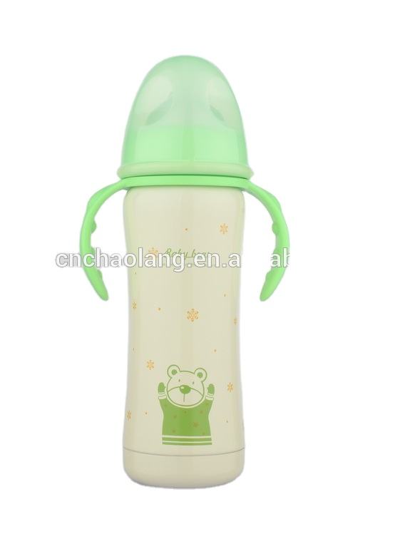 Eco Friendly 240ml and Baby Bottles Feeding PP Stainless Steel Print Pattern Baby Milking Maker Customized Color Yes Handle