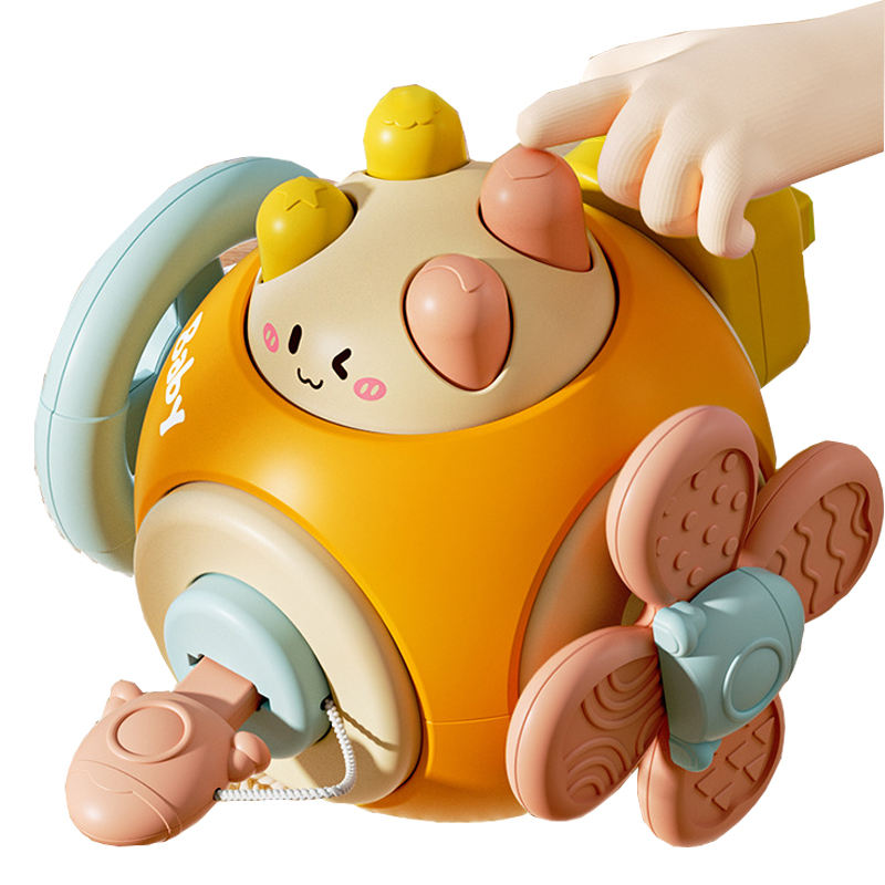 Montesori Early Educational Learn Toy Baby Multi Functional Cartoon Rabbit Busy Ball Kids Hand Grasping Ball Hexahedron Toy