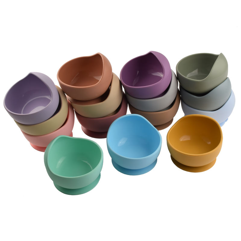 BPA Free Food Grade Broken Resistant Bamboo Piece Baby Feeding Set Toddler Plate Bowl Silicone Suction Baby Feeding Bowl