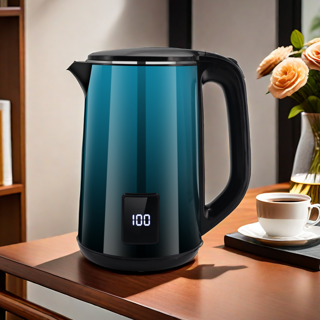 Newest Gradient Green LED Digital Display Display Electric Water Kettle 2.5L Double Layer Smart Home Appliances for Kitchen