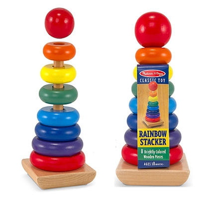 Hot Sales Montessori Early Educational Wooden Children's Toy Colorful Layers Rainbow Tower Toys For Kids