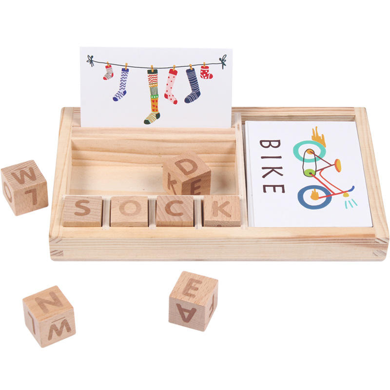 High quality gift children enlightenment early education Montessori Building blocks word spell learning card toys For kids