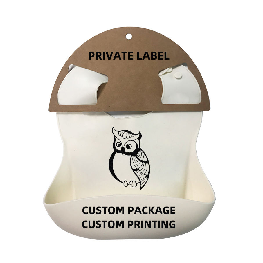 Infant Feeding Products Custom Washable Baby Silicone Bibs Waterproof With Pocket