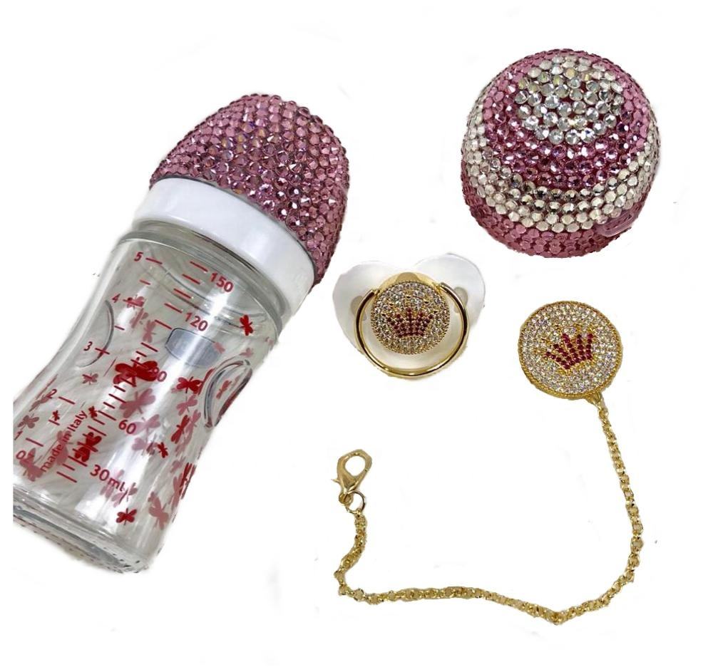 Wholesale Custom Newborn New Design High Quality Modern Luxury Pink Baby Bottle And White Pacifer And Luxury Pacifer Box