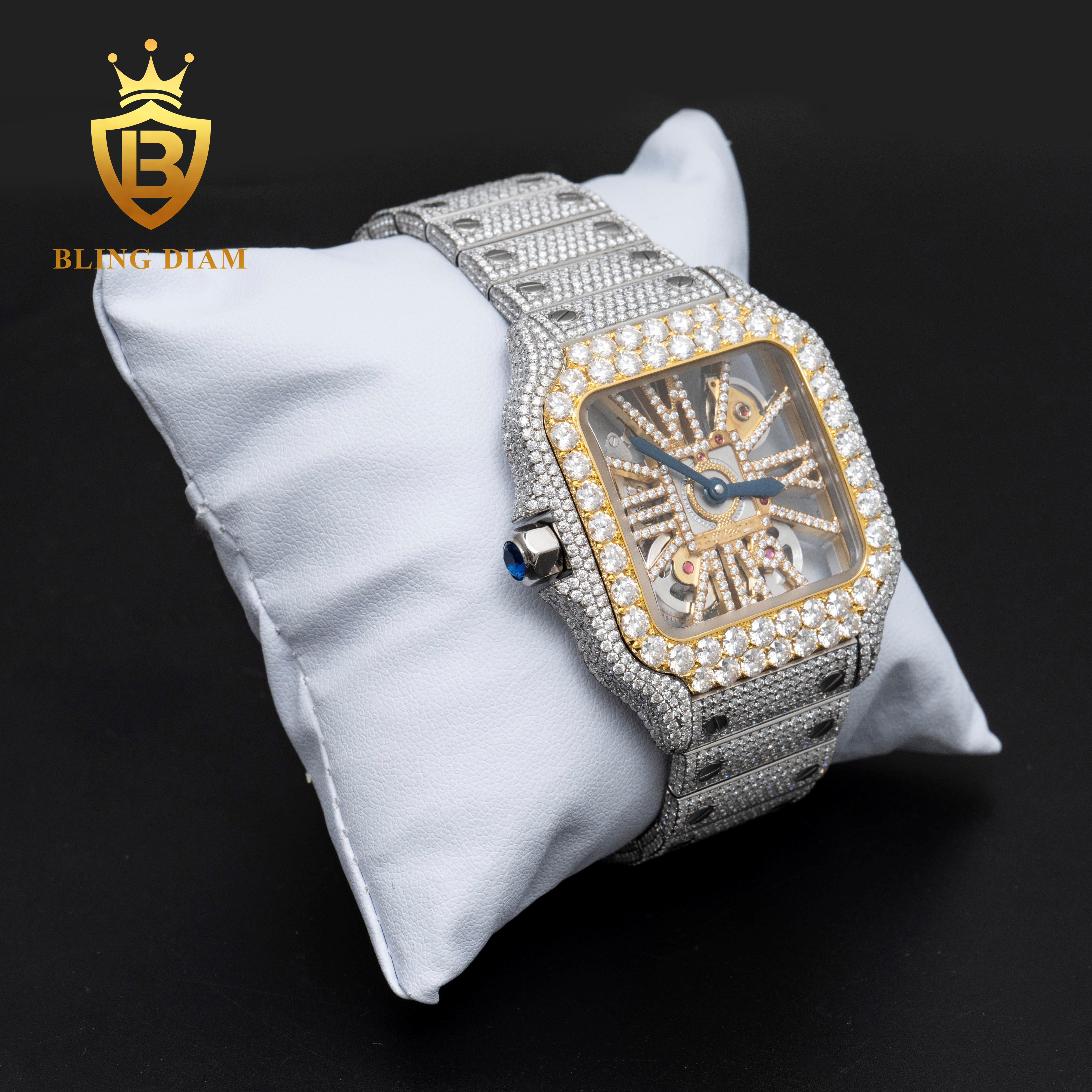 Iced out Pass diamond test Stainless Steel Mens Full Diamonsd Luxury Watch Mens hip hop jewelry Mechanical Moissanite Watch