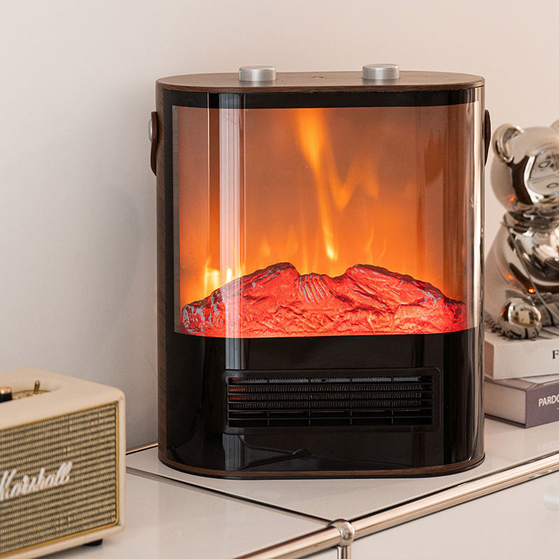 Two Heat Settings Curved Screen Portable Space Freestanding Thermostat Electric Stove Decorative Fireplace Heater with handle