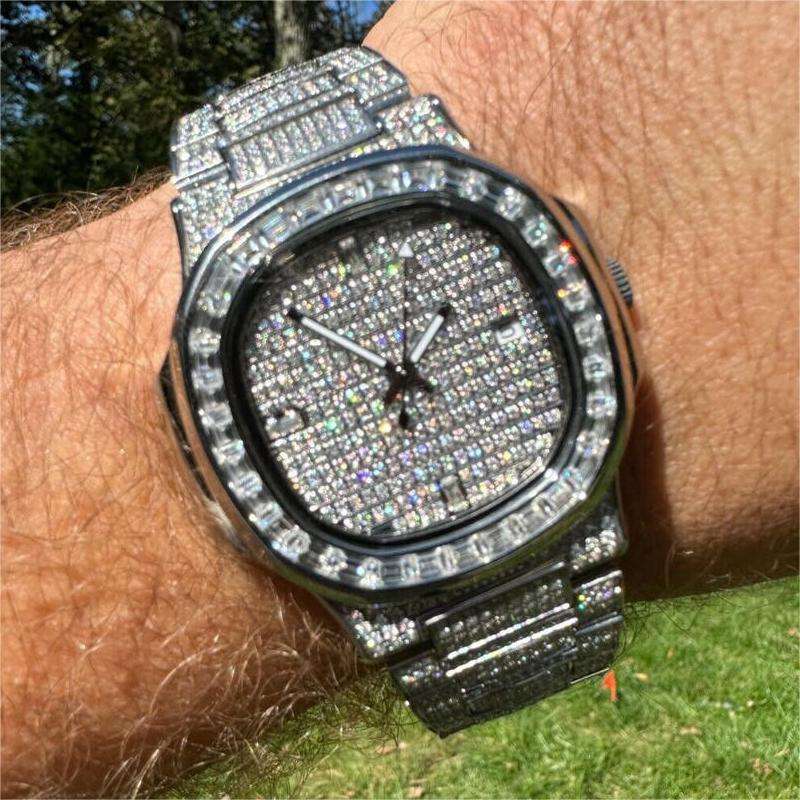 Luxury Bling Bling Fashion Jewelry Moissanite Diamond Men Watch Classical Hip Hop Moissanite Iced Watches