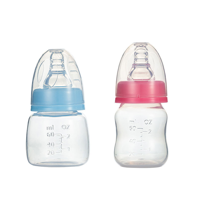 60ml Hot Selling New Born Baby Products Anti Choking Food Grade Silicone Nipple Baby Milk Feeding Bottles