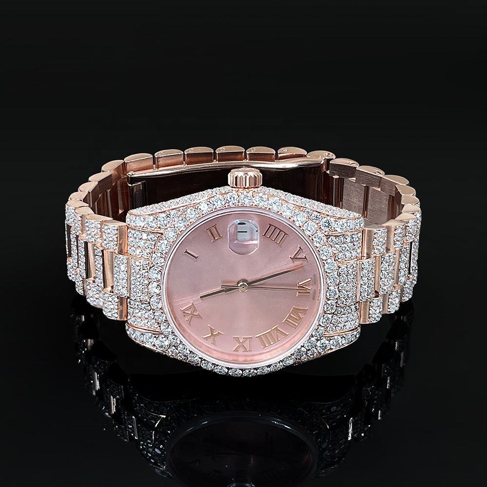 2023 Luxury customized automatic VVS D Moissanite watch women's sparkling with diamond
