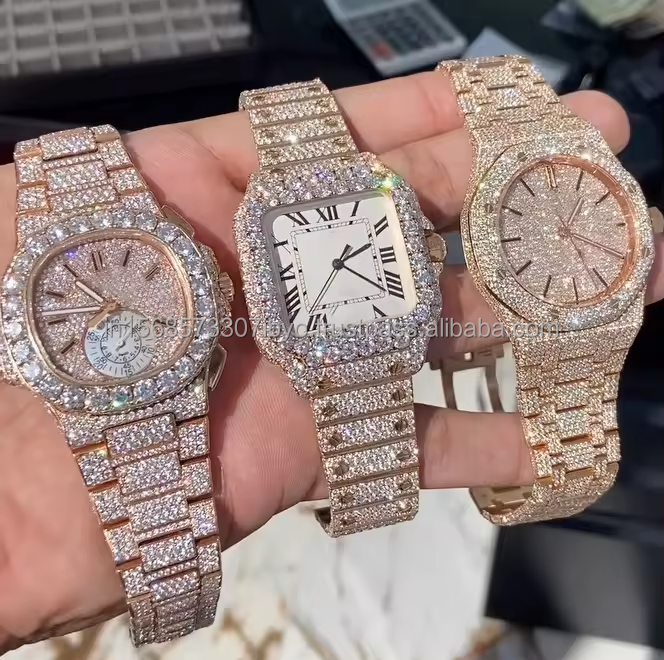 Trending All branded VVS Quality Moissanite diamond watches for Rappers and Trendsetter Influencers Top Quality Hip hop watches