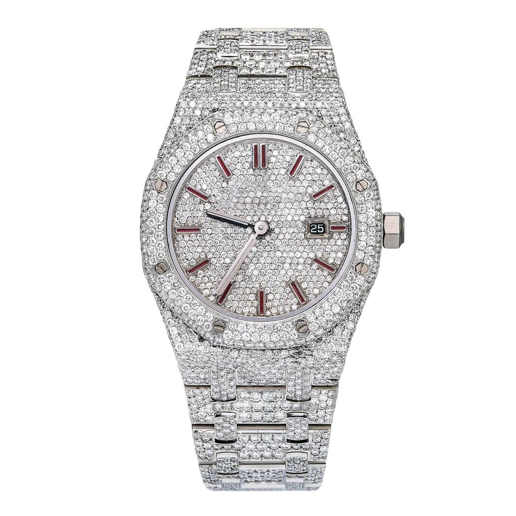 Luxurious 41MM DIAMOND DIAL Moissanite Studded Iced out Luxury Style Men's Diamond Watch Sale By Indian Exporters