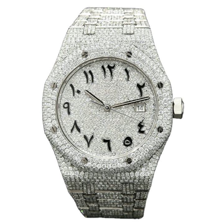 Fully Iced Out Diamond Watch Stainless Steel Bling Mens Watch Hip Hop Fashion Jewelry For Men
