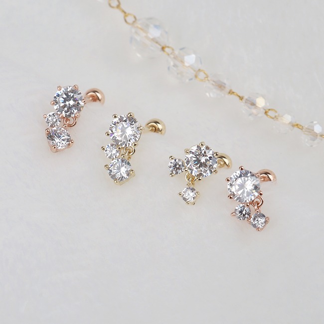 [artpierce] 14k Gold Three One Cubic Piercing(cubic Size S) Establishing Itself As A Top Brand In The Jewelry Industry In Korea 