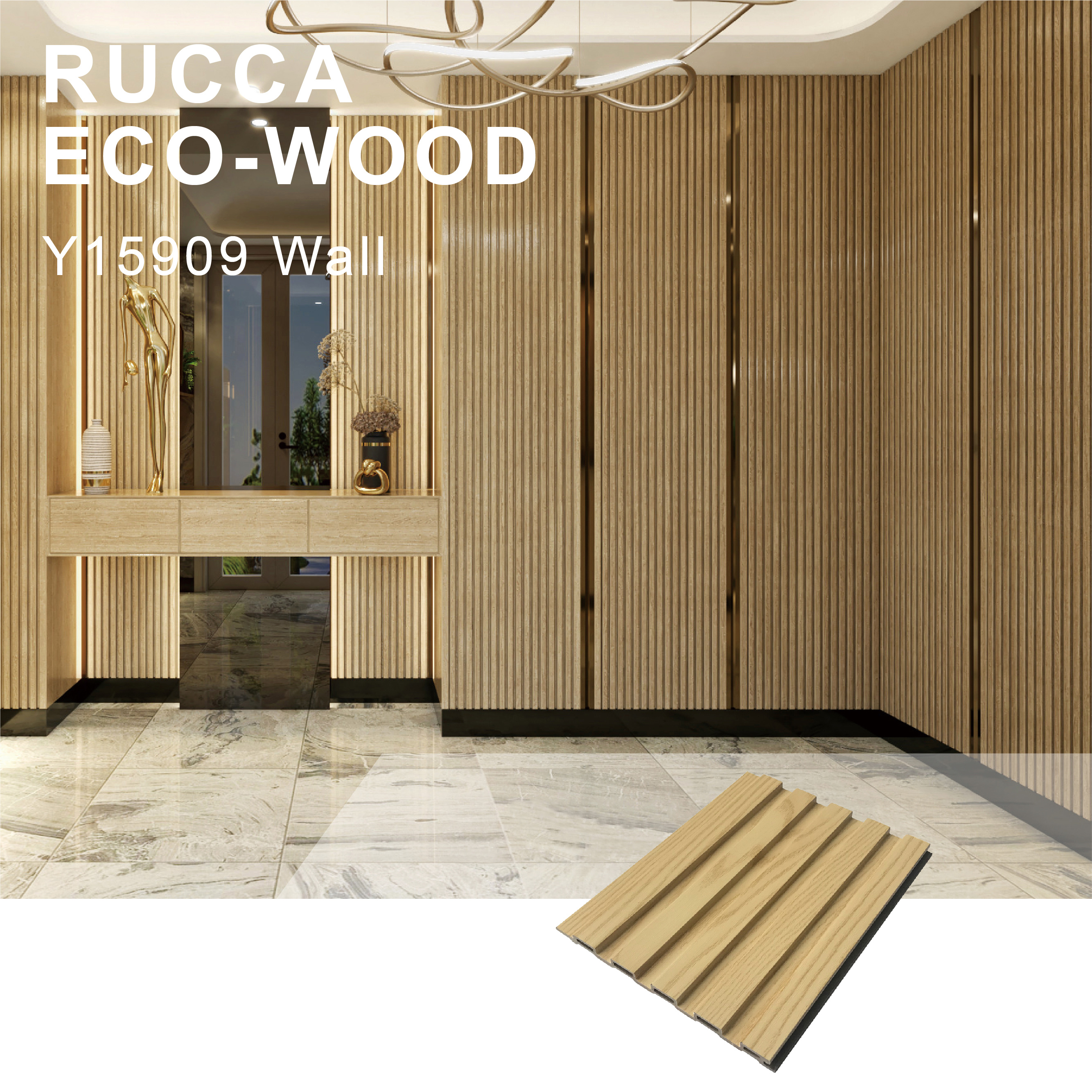 Wpc Laminated 3d Fluted Wall Panel Interior Rucca 159*09mm Wpc Panels 