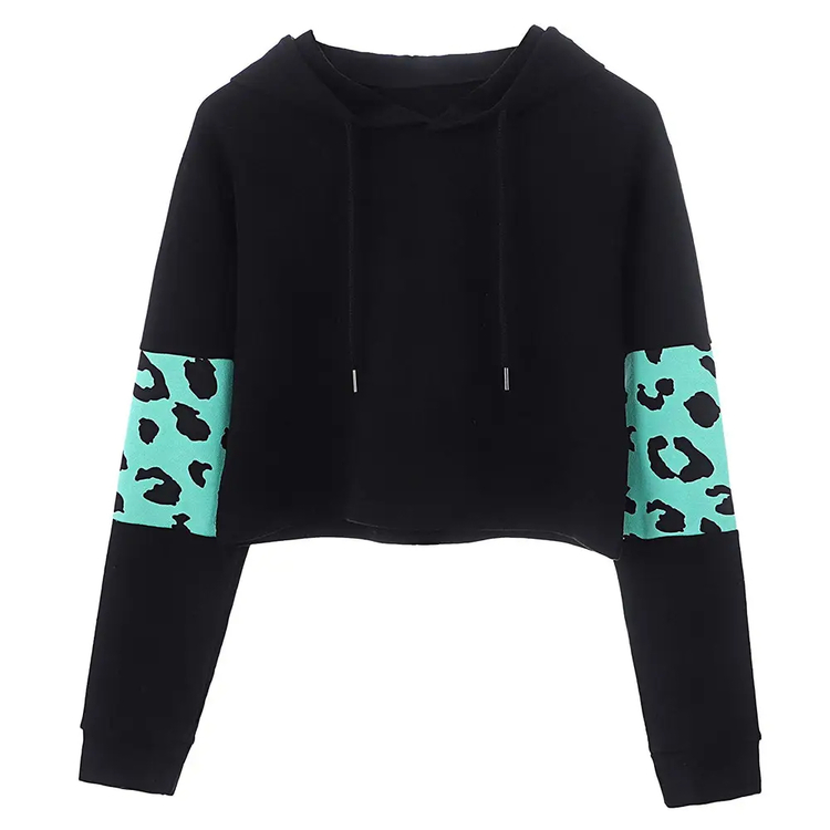 New Arrival Cotton Women Crop Top Hoodie Women Sweatshirt 100% Cotton Long Sleeve Workout Women Clothing 