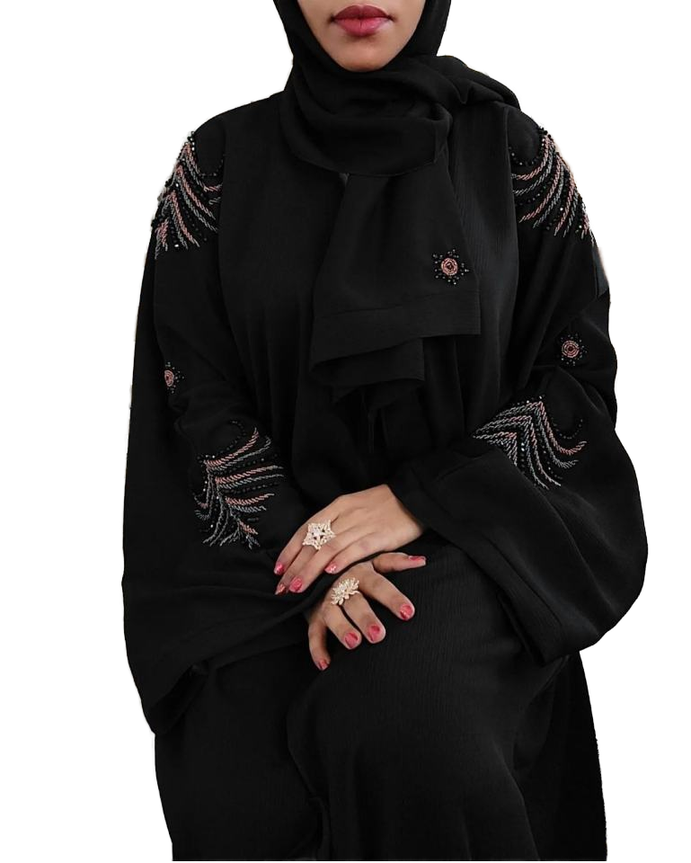 Women&#39;s Beautiful Black Dubai Abaya Dress Hand Work Kaftan Traditional Islamic Clothing Xl Size For Muslim Women 