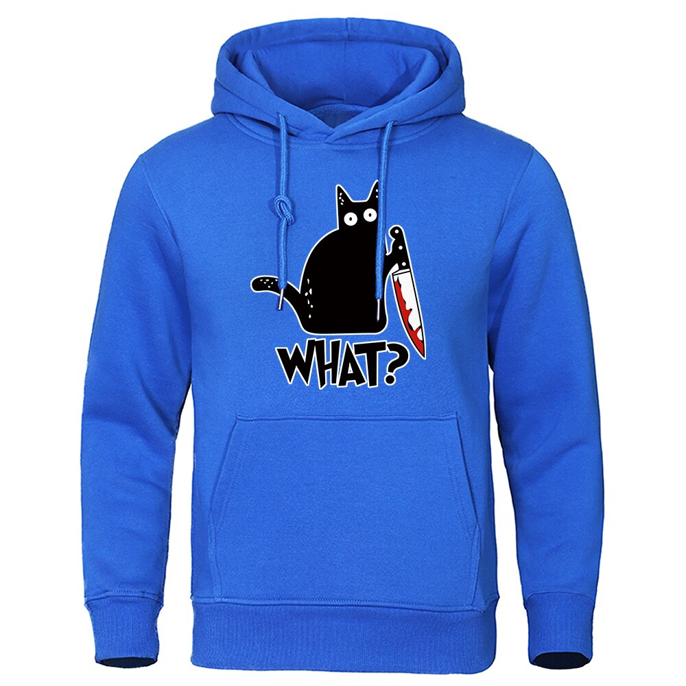 Men&#39;s Hoodie Autumn Warm Clothing Knife Cat Print Oversized Hooded Casual Loose Harajuku Hoody O-neck Sweatshirt Menswear 
