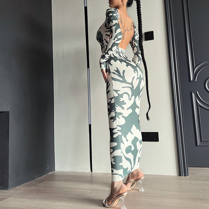 2022 Fashion Women&#39;s Casual Long Sexy Birthday Dinner Floral Pretty Colorful Maxi Bodycon Dresses For Ladies 