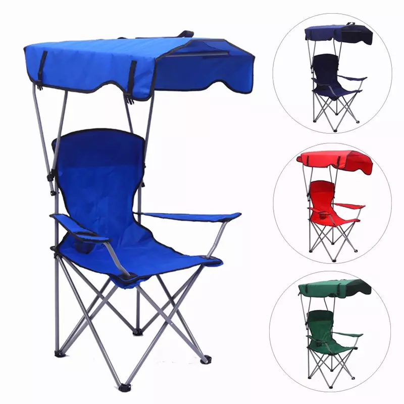 Moon Arm Traveling Outdoor Partio Balcony With Shade Canopy Foldable Lightweight Picnic Folding Garden Camping Beach Chair 