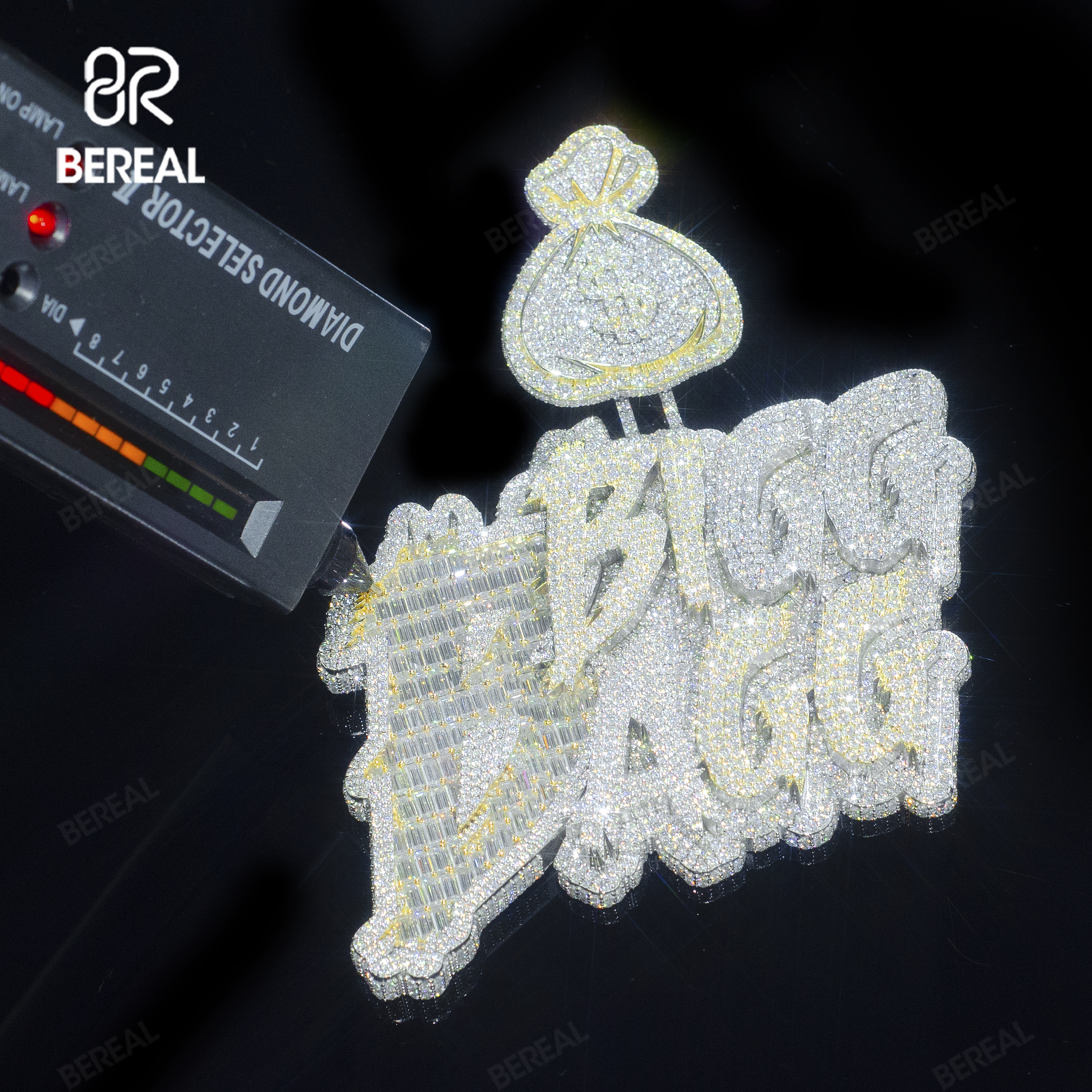 Custom Vvs Pass Diamond Tester Baguette Moissanite Pendants Iced Out Hip Hop Chain Necklace Letter Name Pendant Men Fine Jewelry 