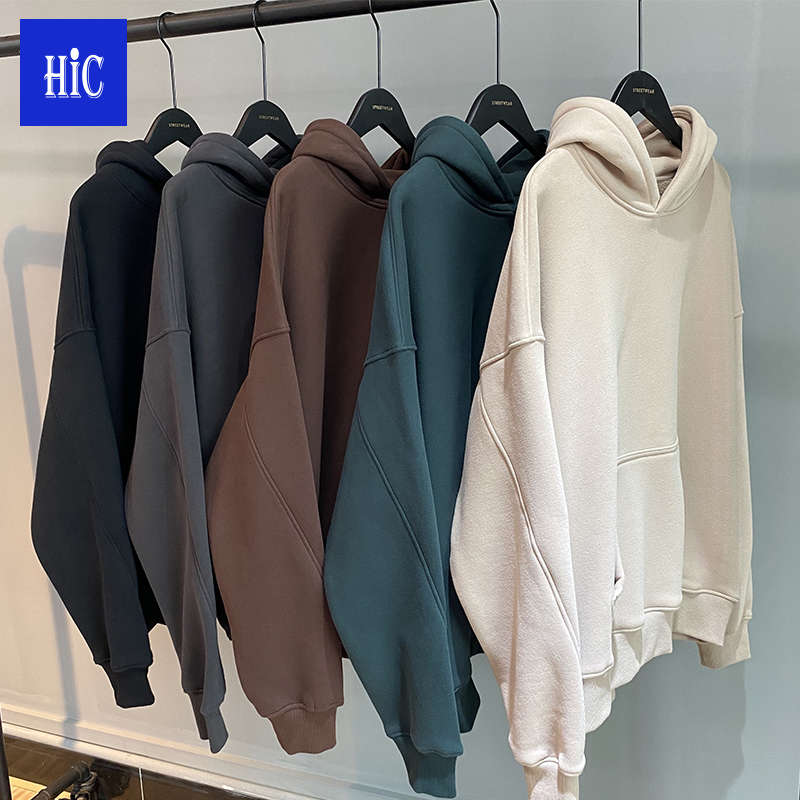 Hic High Quality Custom Logo 400g 100% Cotton Heavyweight Fleece Blank Oversized Plus Size Men&#39;s Hoodies 